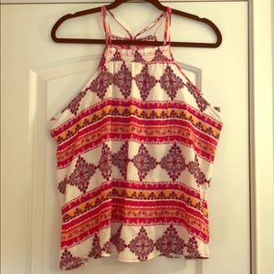 Pink Rose boho print top size L